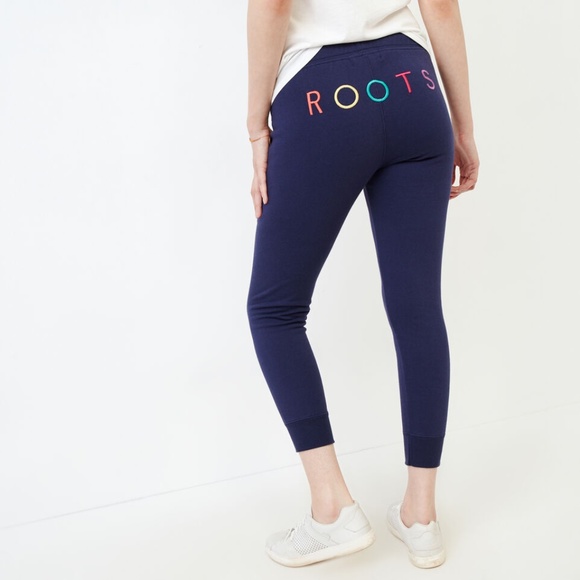 Roots Pants - NWT Roots navy blue spectrum cropped sweatpants